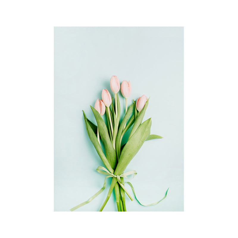 Plant Bouquet Art Print Nordic Canvas Wall Decor in Pastel Color, Textured Surface Clearhalo 'Arts' 'Canvas Art' 1657672