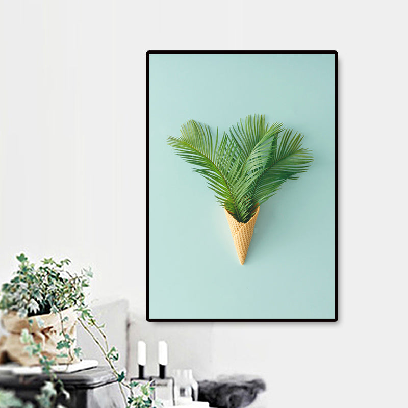 Plant Bouquet Art Print Nordic Canvas Wall Decor in Pastel Color, Textured Surface - Clearhalo - 'Arts' - 'Canvas Art' - 1657677
