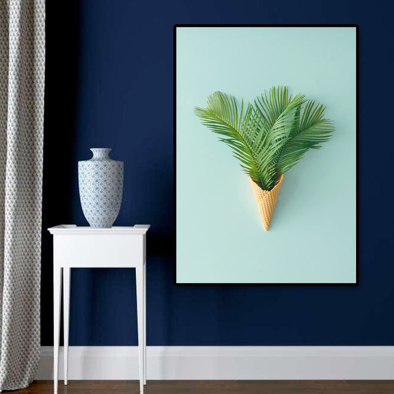 Plant Bouquet Art Print Nordic Canvas Wall Decor in Pastel Color, Textured Surface - Clearhalo - 'Arts' - 'Canvas Art' - 1657678