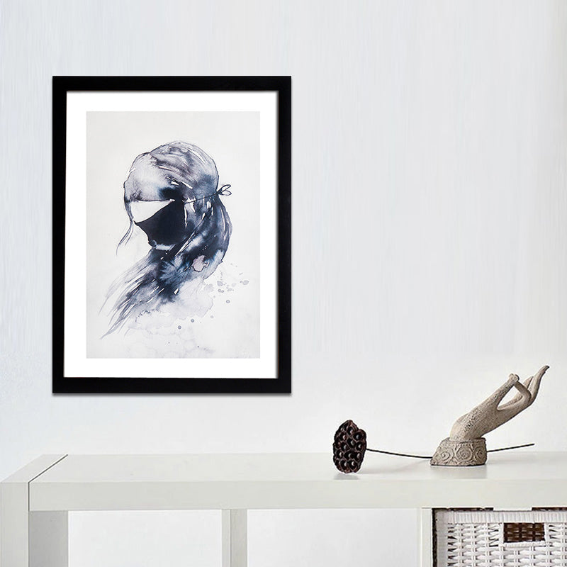 Black Cartoon Canvas Art Bunny Girl Painting Wall Decor for Girls Bedroom, Textured Clearhalo 'Art Gallery' 'Canvas Art' 'Kids' Arts' 1657692