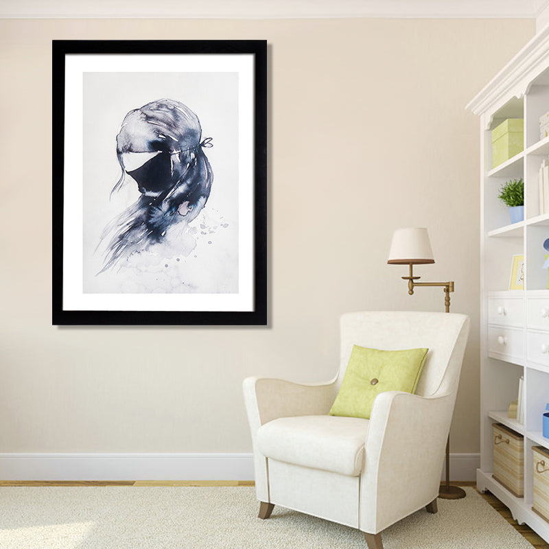 Black Cartoon Canvas Art Bunny Girl Painting Wall Decor for Girls Bedroom, Textured Clearhalo 'Art Gallery' 'Canvas Art' 'Kids' Arts' 1657693