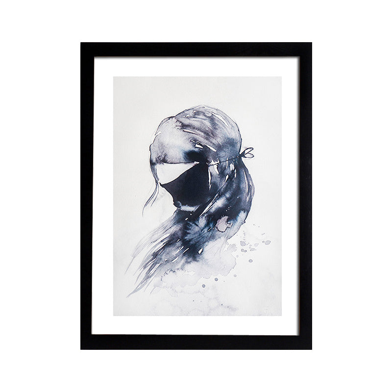 Black Cartoon Canvas Art Bunny Girl Painting Wall Decor for Girls Bedroom, Textured Clearhalo 'Art Gallery' 'Canvas Art' 'Kids' Arts' 1657694