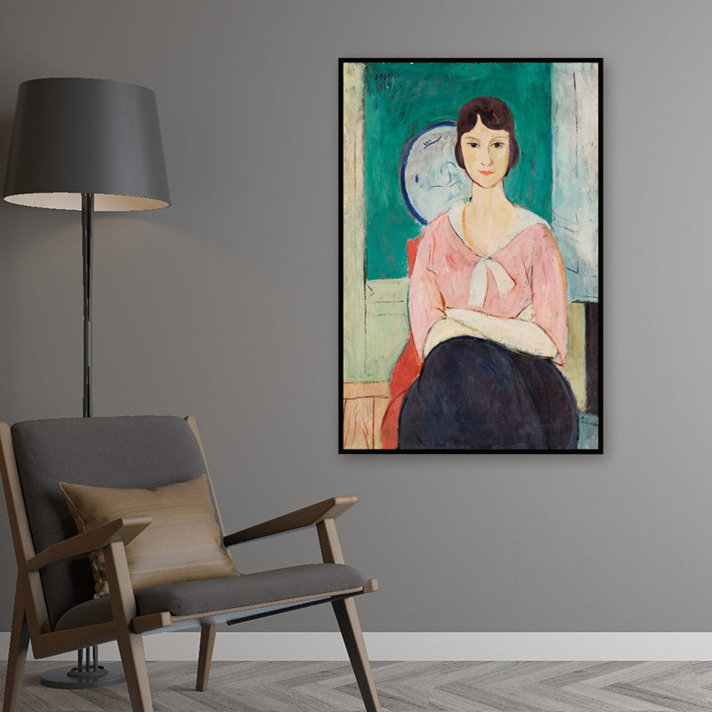Pastel Color Maiden Portrait Painting Textured Traditional Girls Bedroom Wall Art Clearhalo 'Art Gallery' 'Canvas Art' 'Traditional' Arts' 1657707