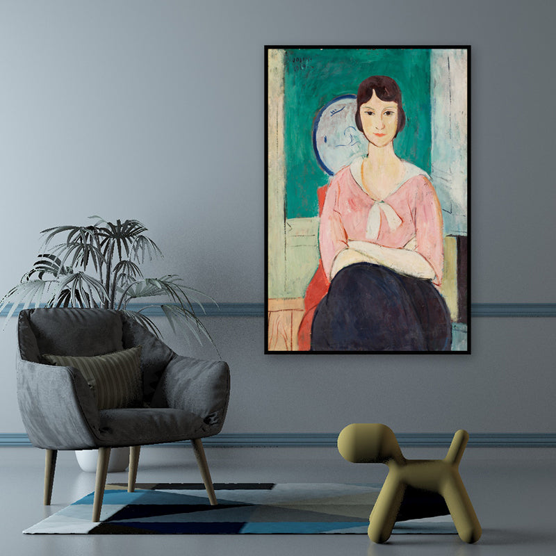 Pastel Color Maiden Portrait Painting Textured Traditional Girls Bedroom Wall Art Clearhalo 'Art Gallery' 'Canvas Art' 'Traditional' Arts' 1657708