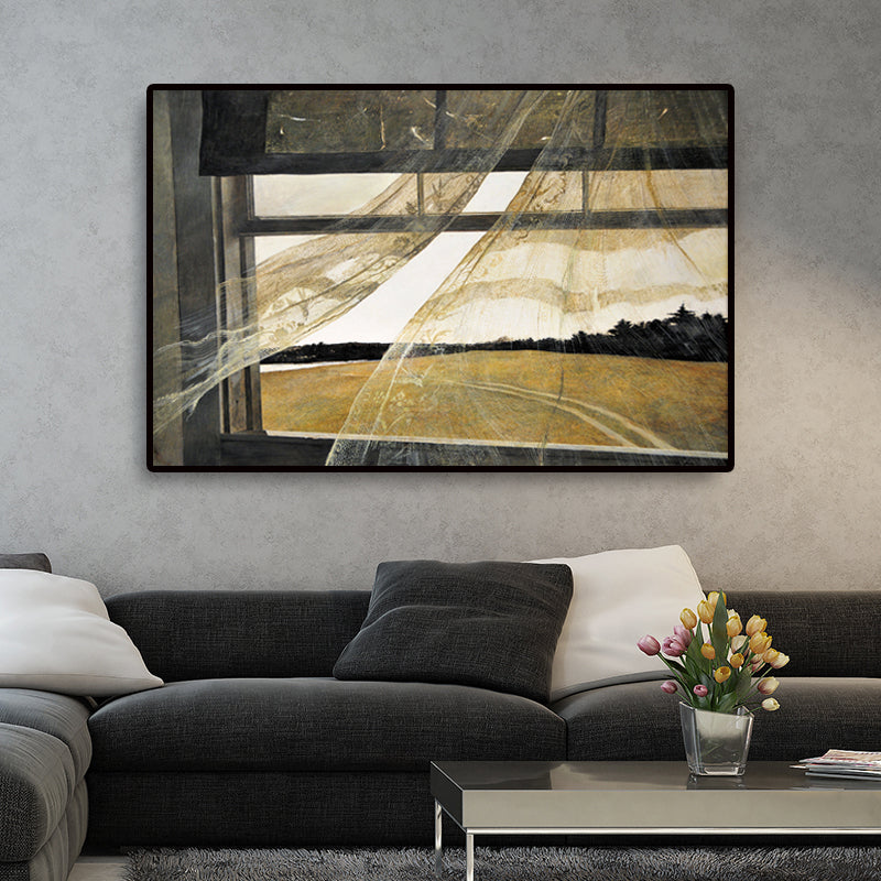 Rural Winter Landscape Painting Canvas Textured Dark Color Wall Art for Home Brown Clearhalo 'Art Gallery' 'Canvas Art' 'Country Art Gallery' 'French Country' 'Rustic' Arts' 1657717