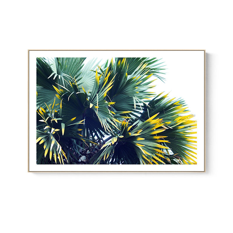 Tropical Palmetto Fan Wall Decor Green and White Botanical Canvas Art for Sitting Room Clearhalo 'Art Gallery' 'Canvas Art' 'Coastal Art Gallery' 'Nautical' Arts' 1657728