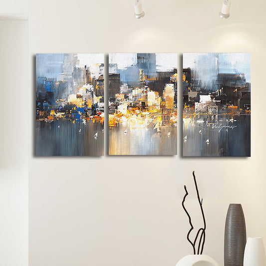 Blue Contemporary Canvas Wall Art City Street View Painting for Bedroom, Textured Blue Clearhalo 'Art Gallery' 'Canvas Art' 'Contemporary Art Gallery' 'Modern' Arts' 1657747