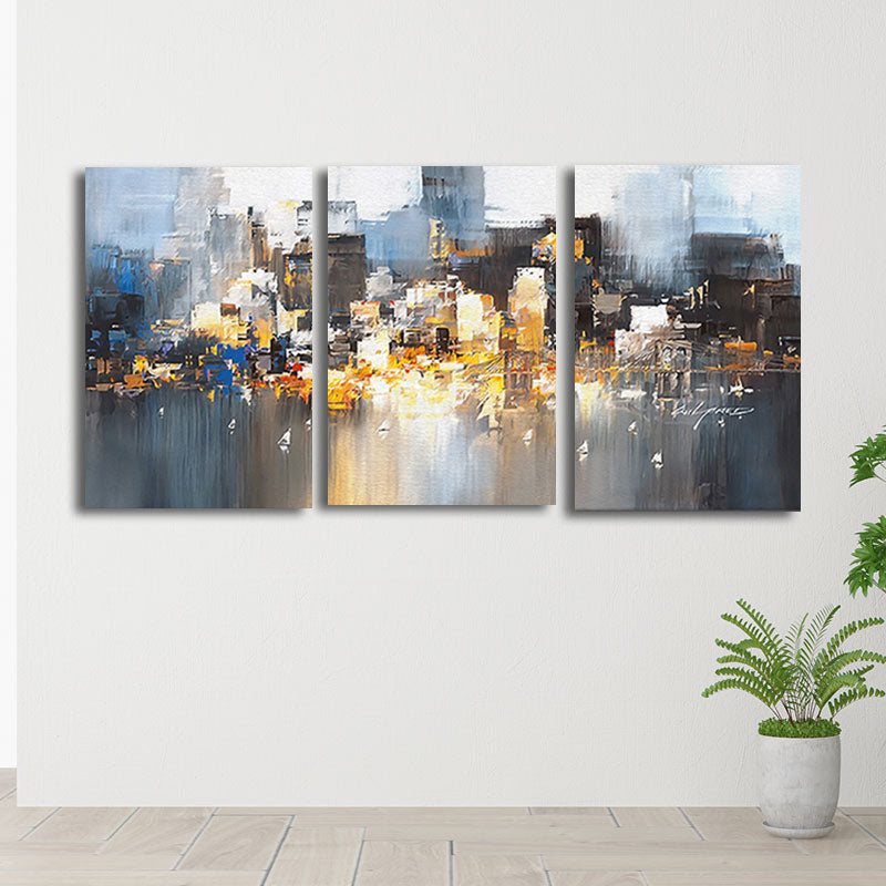 Blue Contemporary Canvas Wall Art City Street View Painting for Bedroom, Textured Clearhalo 'Art Gallery' 'Canvas Art' 'Contemporary Art Gallery' 'Modern' Arts' 1657749