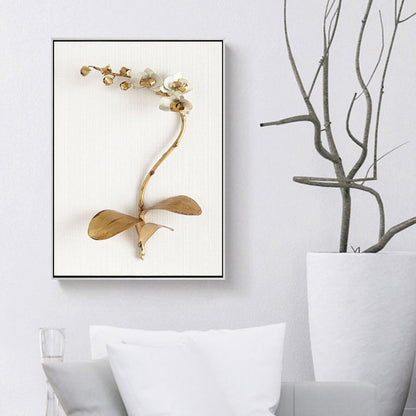 Gold Nordic Canvas Art Branch of Blooming Flower Wall Decoration for Living Room Gold Design 3 Clearhalo 'Arts' 'Canvas Art' 1657773