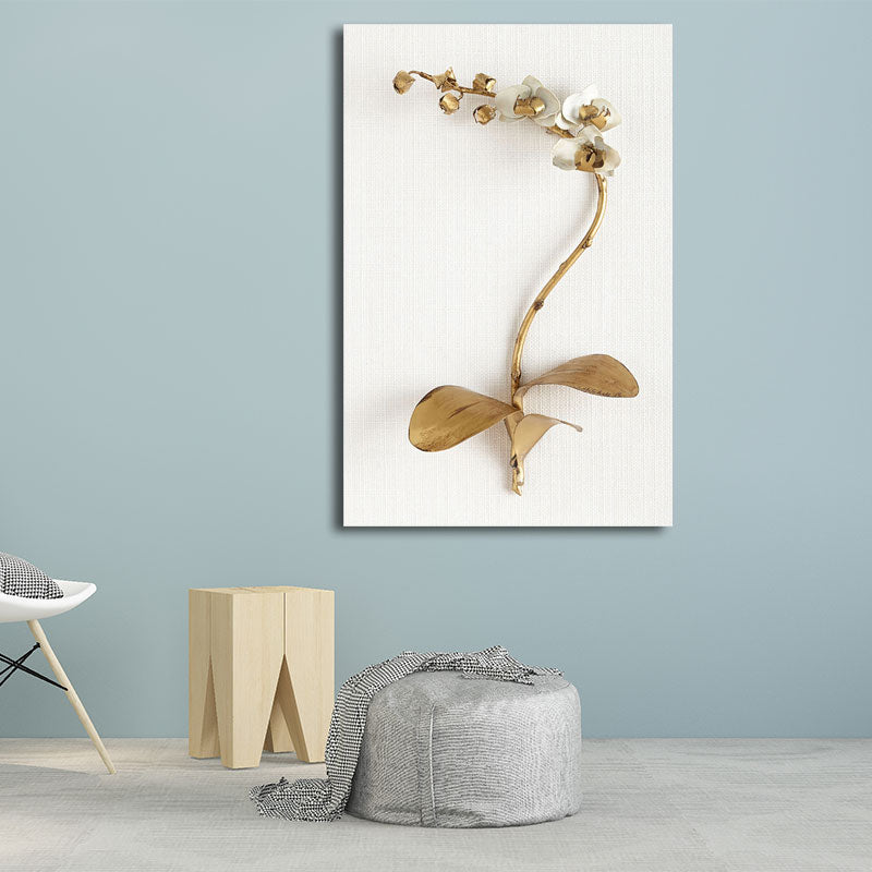 Gold Nordic Canvas Art Branch of Blooming Flower Wall Decoration for Living Room Clearhalo 'Arts' 'Canvas Art' 1657775