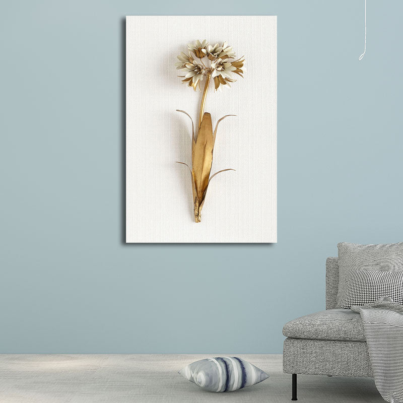 Gouden Noordse canvas kunsttak van bloeiende bloemenwanddecoratie voor woonkamer