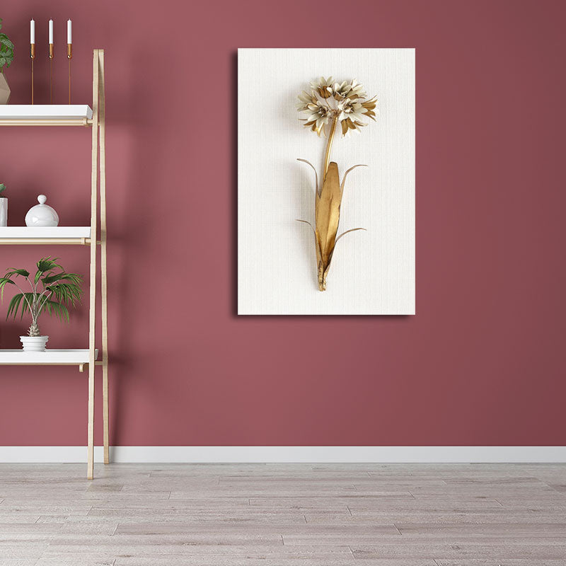 Gouden Noordse canvas kunsttak van bloeiende bloemenwanddecoratie voor woonkamer