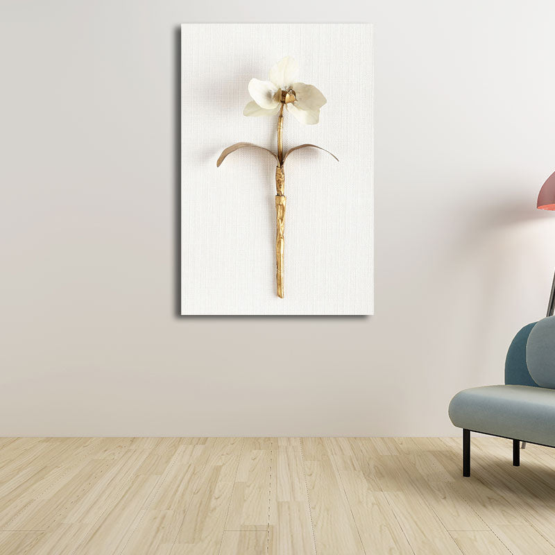 Gold Nordic Canvas Art Branch of Blooming Flower Wall Decoration for Living Room Gold Design 1 Clearhalo 'Arts' 'Canvas Art' 1657784