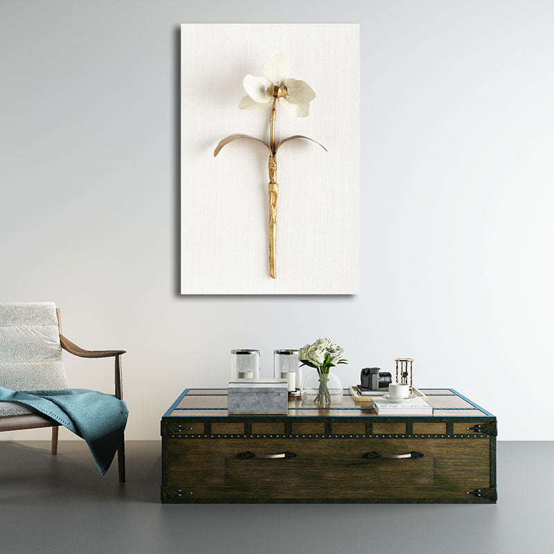 Rama de arte de lona nórdica de oro de la decoración de la pared de flores florecientes para la sala de estar