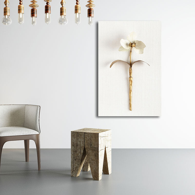 Gold Nordic Canvas Art Branch of Blooming Flower Wall Decoration for Living Room Clearhalo 'Arts' 'Canvas Art' 1657786
