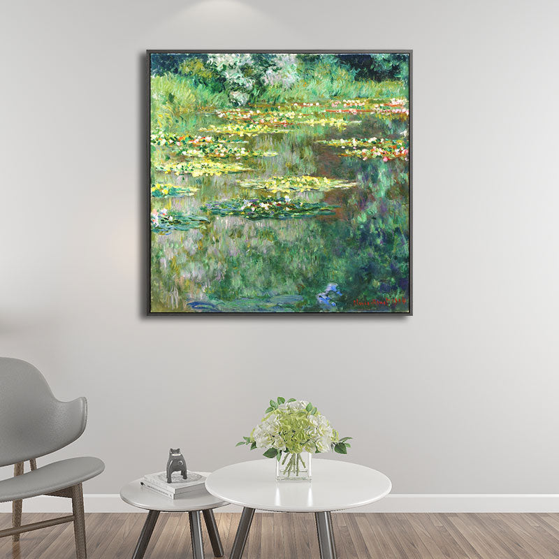 Picturesque Lotus Pond Canvas Art for Living Room Scenery Painting in Bright Color Clearhalo 'Art Gallery' 'Canvas Art' 'Traditional' Arts' 1657789