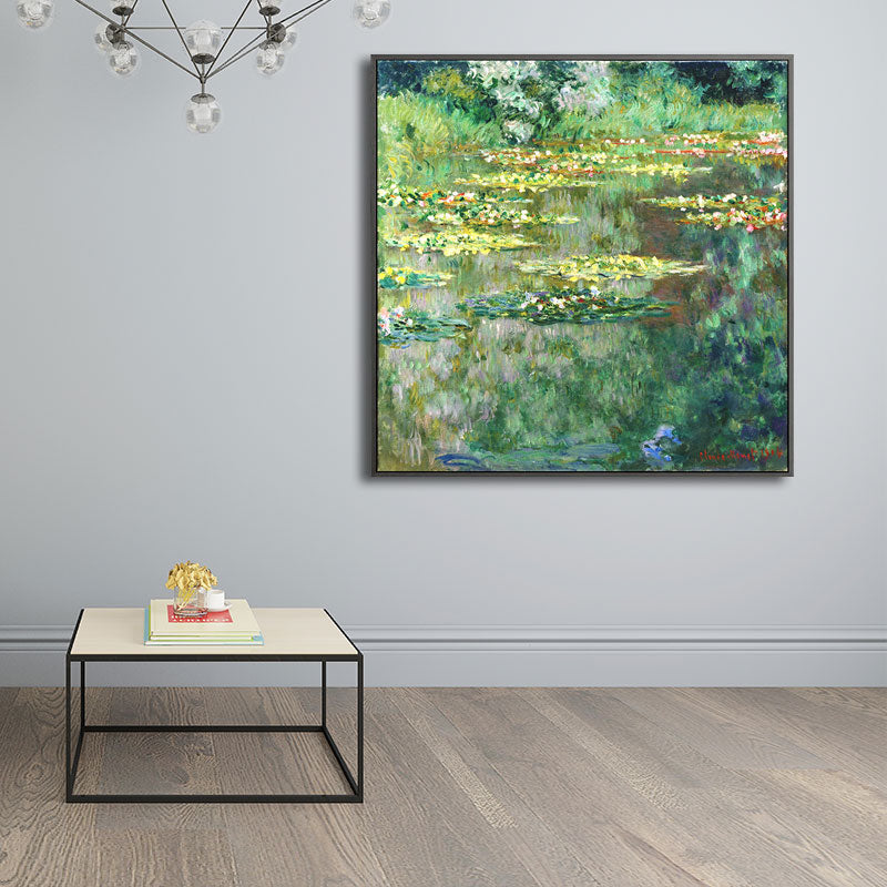 Picturesque Lotus Pond Canvas Art for Living Room Scenery Painting in Bright Color Clearhalo 'Art Gallery' 'Canvas Art' 'Traditional' Arts' 1657790
