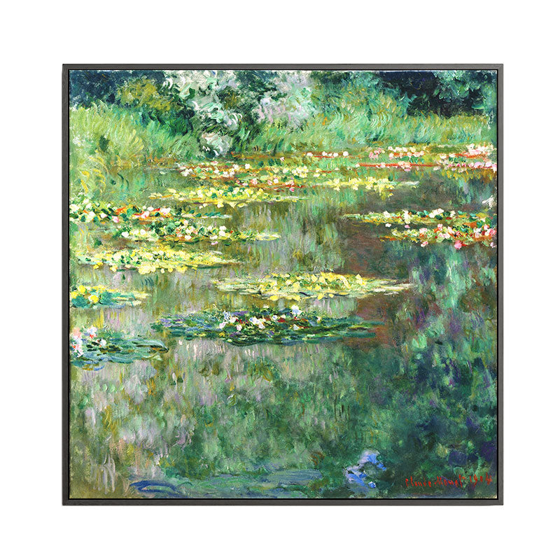 Picturesque Lotus Pond Canvas Art for Living Room Scenery Painting in Bright Color Clearhalo 'Art Gallery' 'Canvas Art' 'Traditional' Arts' 1657791