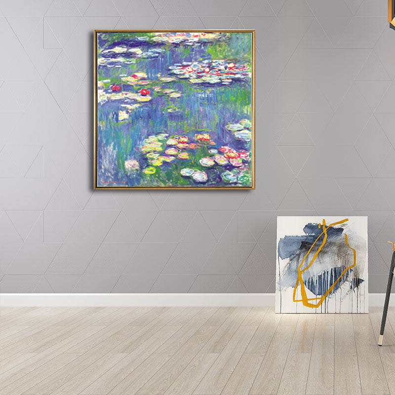 Picturesque Lotus Pond Canvas Art for Living Room Scenery Painting in Bright Color Clearhalo 'Art Gallery' 'Canvas Art' 'Traditional' Arts' 1657796