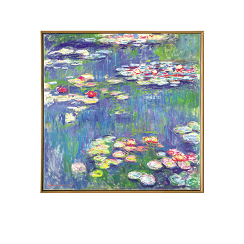 Picturesque Lotus Pond Canvas Art for Living Room Scenery Painting in Bright Color Clearhalo 'Art Gallery' 'Canvas Art' 'Traditional' Arts' 1657798