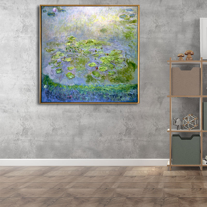 Picturesque Lotus Pond Canvas Art for Living Room Scenery Painting in Bright Color Clearhalo 'Art Gallery' 'Canvas Art' 'Traditional' Arts' 1657800
