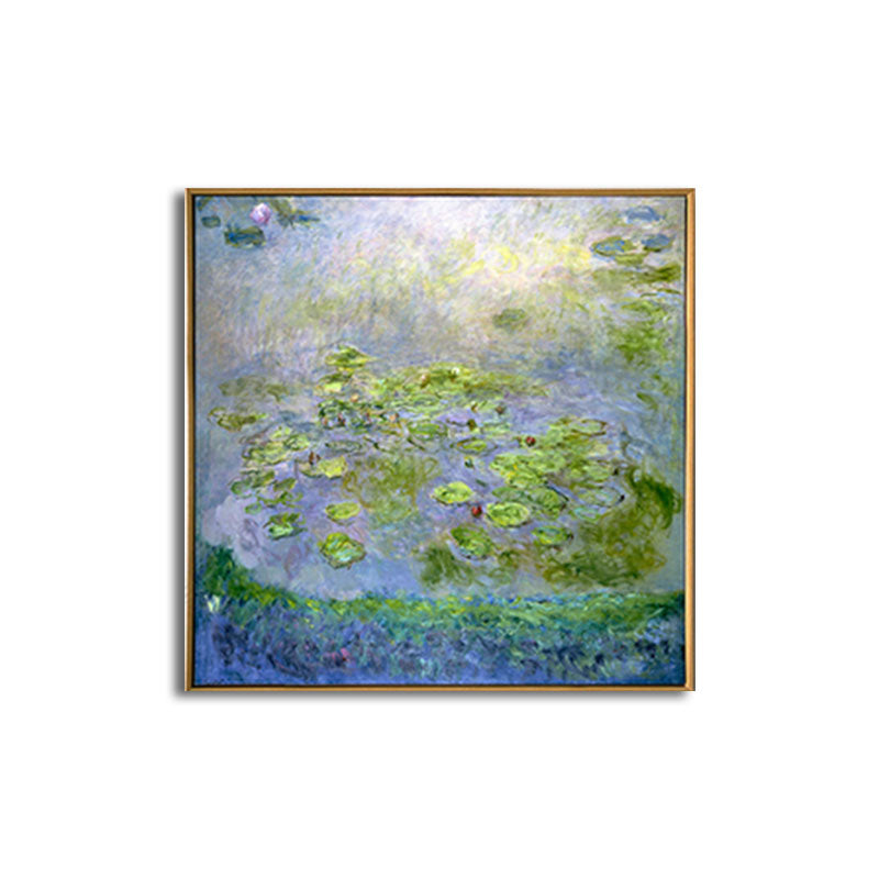 Picturesque Lotus Pond Canvas Art for Living Room Scenery Painting in Bright Color Clearhalo 'Art Gallery' 'Canvas Art' 'Traditional' Arts' 1657802