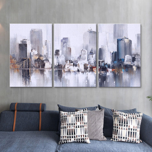 Cityscape Oil Painting Canvas Print Multi-Piece Modern Living Room Wall Art Grey Clearhalo 'Art Gallery' 'Canvas Art' 'Contemporary Art Gallery' 'Modern' Arts' 1657844