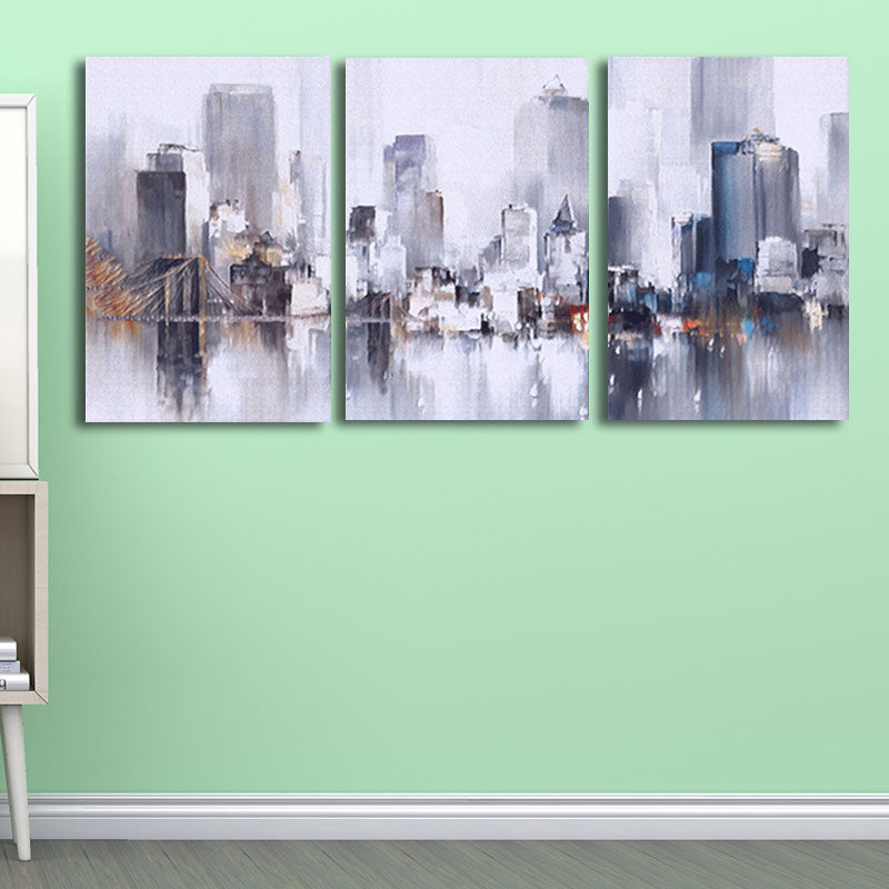 Cityscape Oil Painting Canvas Print Multi-Piece Modern Living Room Wall Art Clearhalo 'Art Gallery' 'Canvas Art' 'Contemporary Art Gallery' 'Modern' Arts' 1657845