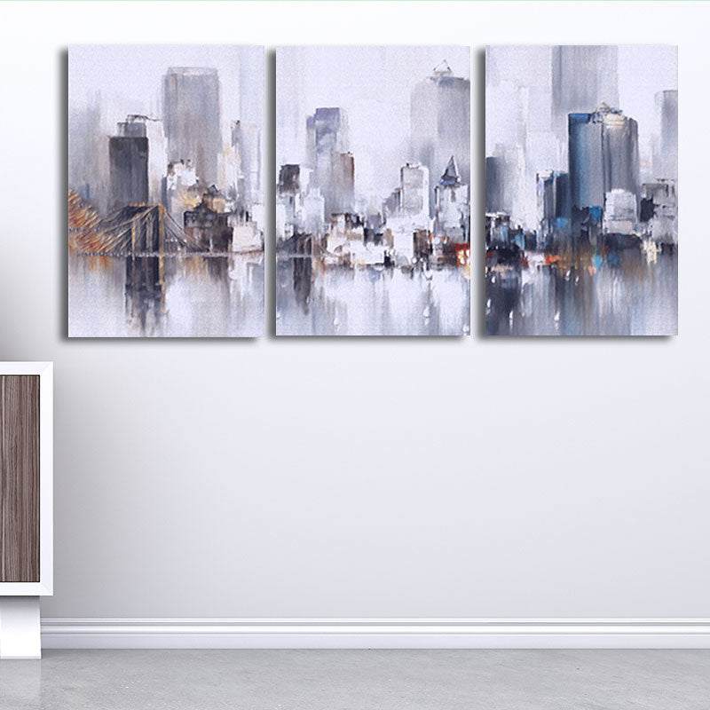 Cityscape Oil Painting Canvas Print Multi-Piece Modern Living Room Wall Art Clearhalo 'Art Gallery' 'Canvas Art' 'Contemporary Art Gallery' 'Modern' Arts' 1657846