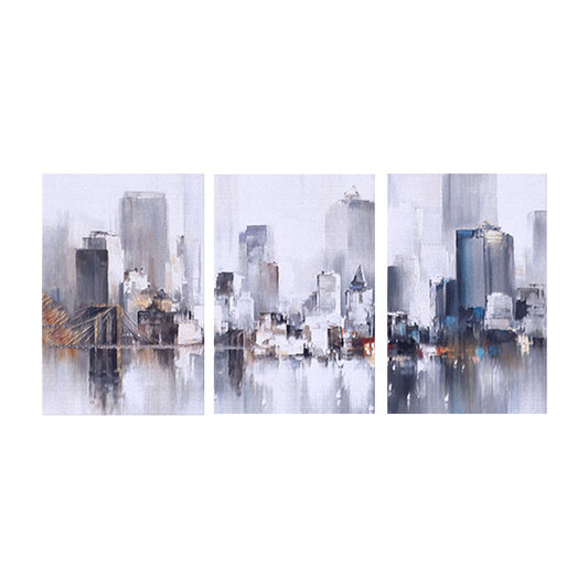 Cityscape Oil Painting Canvas Print Multi-Piece Modern Living Room Wall Art Clearhalo 'Art Gallery' 'Canvas Art' 'Contemporary Art Gallery' 'Modern' Arts' 1657847