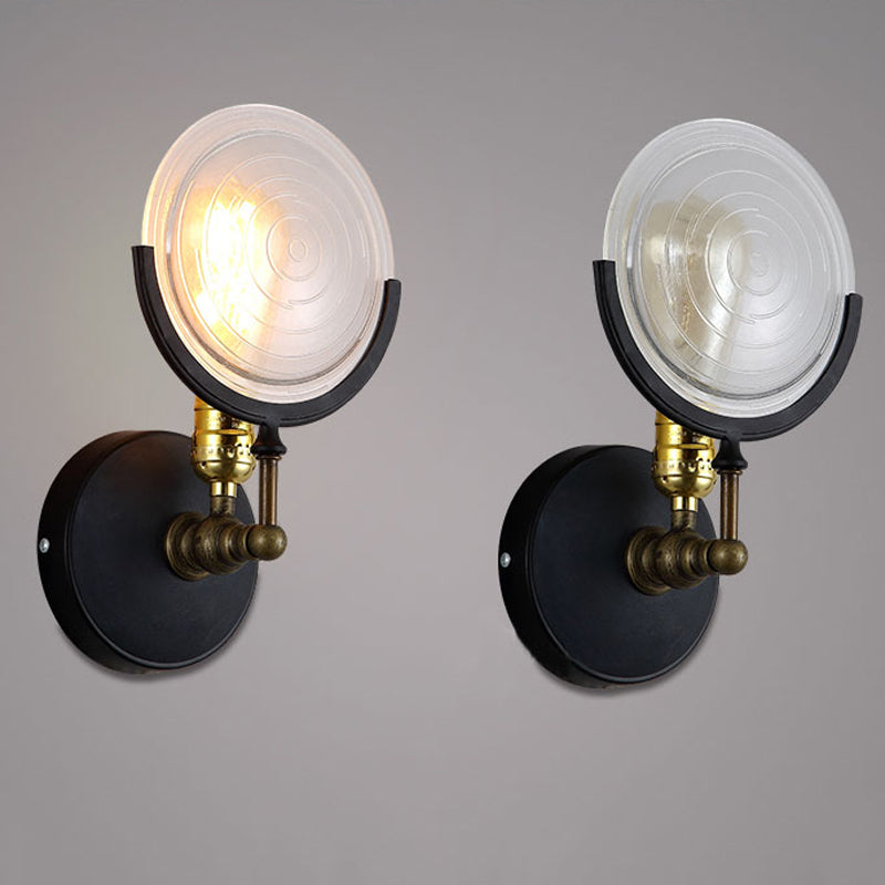 1 Lights Wall Mount Light with Clear Glass Disk Post Modern Wall Lighting for Kitchen Clearhalo 'Cast Iron' 'Glass' 'Industrial wall lights' 'Industrial' 'Middle century wall lights' 'Modern' 'Tiffany' 'Traditional wall lights' 'Wall Lamps & Sconces' 'Wall Lights' Lighting' 165786