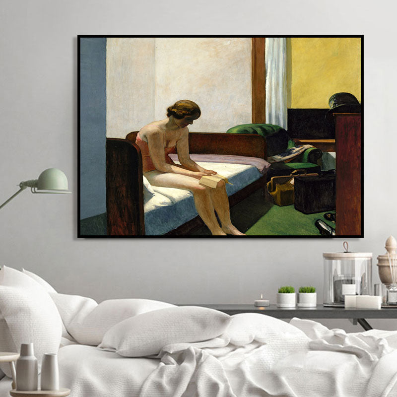 Edward Hotel Room Painting in Yellow-Brown Traditional Canvas Art for Girls Bedroom Yellow Clearhalo 'Art Gallery' 'Canvas Art' 'Traditional' Arts' 1657865