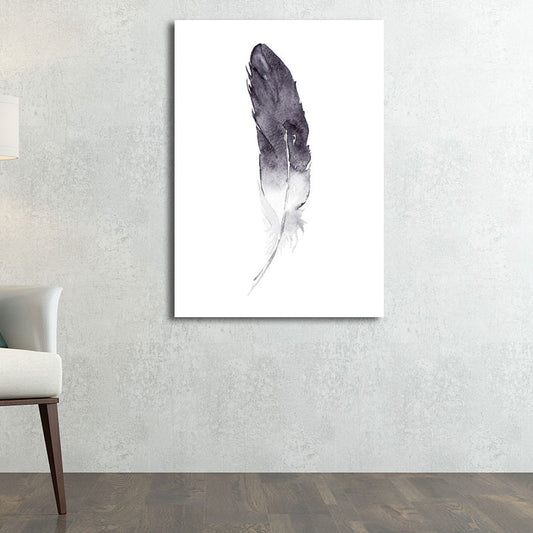 Minimalist Watercolor Feather Art Print Purple Textured Wall Decor for House Interior Purple Clearhalo 'Art Gallery' 'Canvas Art' 'Contemporary Art Gallery' 'Contemporary Art' 'Minimalism' 'Minimalist Art Gallery' 'Scandinavian' Arts' 1657872