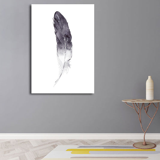 Minimalist Watercolor Feather Art Print Purple Textured Wall Decor for House Interior Clearhalo 'Art Gallery' 'Canvas Art' 'Contemporary Art Gallery' 'Contemporary Art' 'Minimalism' 'Minimalist Art Gallery' 'Scandinavian' Arts' 1657873