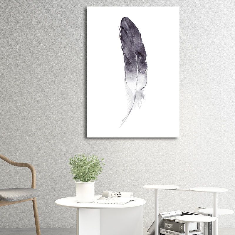 Minimalist Watercolor Feather Art Print Purple Textured Wall Decor for House Interior Clearhalo 'Art Gallery' 'Canvas Art' 'Contemporary Art Gallery' 'Contemporary Art' 'Minimalism' 'Minimalist Art Gallery' 'Scandinavian' Arts' 1657874