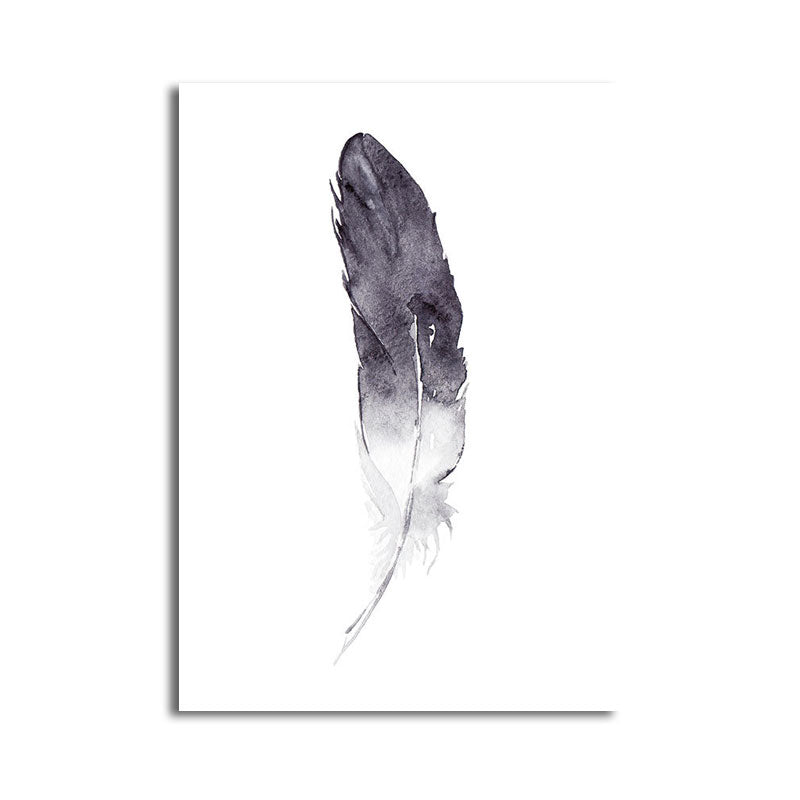 Minimalist Watercolor Feather Art Print Purple Textured Wall Decor for House Interior Clearhalo 'Art Gallery' 'Canvas Art' 'Contemporary Art Gallery' 'Contemporary Art' 'Minimalism' 'Minimalist Art Gallery' 'Scandinavian' Arts' 1657875