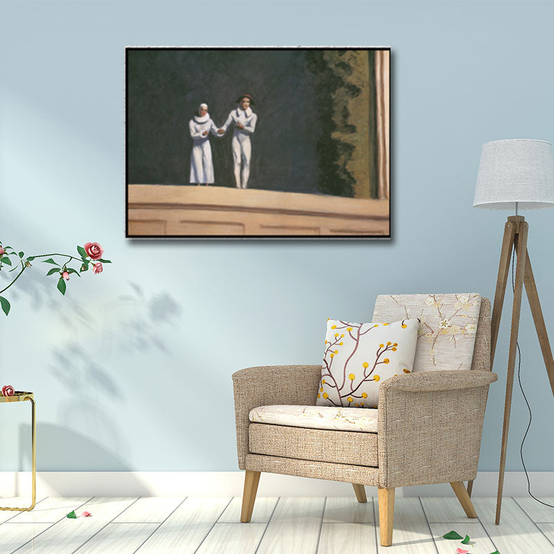 Traditional Two Comedians Painting Canvas Textured White Wall Art Print for Home White Clearhalo 'Art Gallery' 'Canvas Art' 'Traditional' Arts' 1657894
