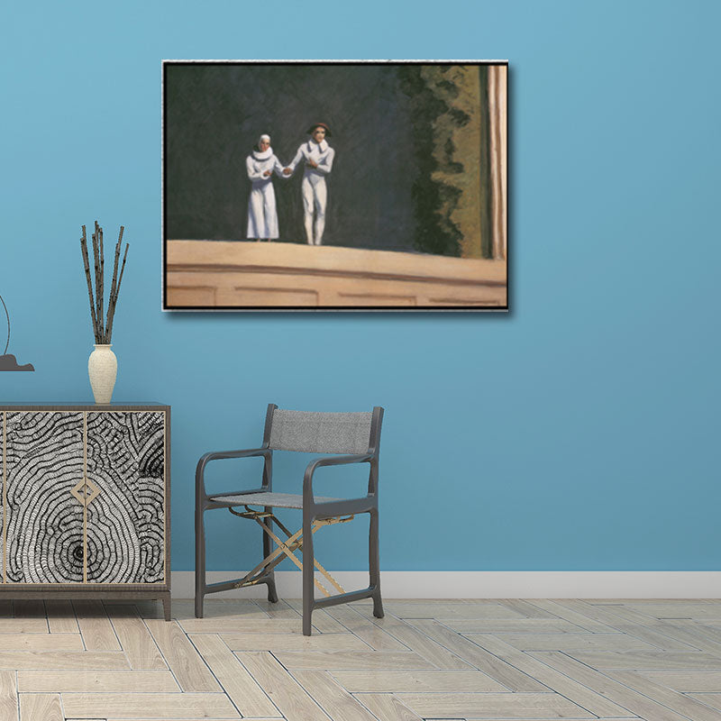 Traditional Two Comedians Painting Canvas Textured White Wall Art Print for Home Clearhalo 'Art Gallery' 'Canvas Art' 'Traditional' Arts' 1657895