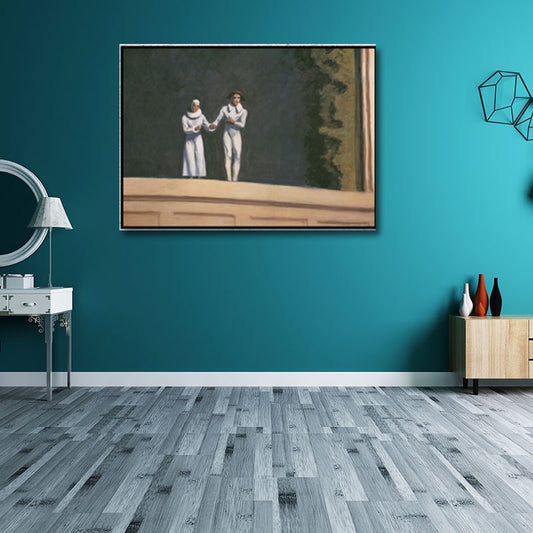 Traditional Two Comedians Painting Canvas Textured White Wall Art Print for Home Clearhalo 'Art Gallery' 'Canvas Art' 'Traditional' Arts' 1657896