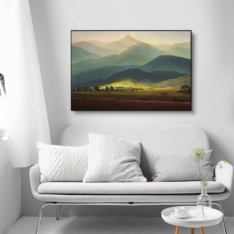 Green Smokey Mountain Layers Canvas Nature Scenery Modern Sitting Room Wall Art Print Green Clearhalo 'Art Gallery' 'Canvas Art' 'Contemporary Art Gallery' 'Modern' Arts' 1657926