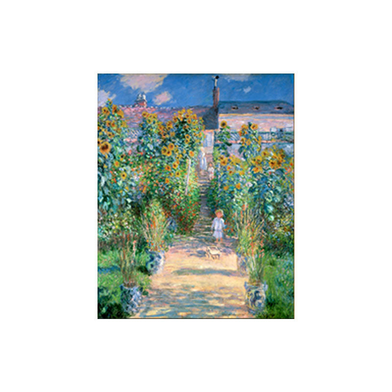 Rustic Monet Wall Art in Green the Artists Garden at Vetheuil Canvas for Home Clearhalo 'Art Gallery' 'Canvas Art' 'Country Art Gallery' 'French Country' 'Rustic' Arts' 1657936