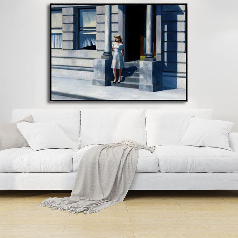 Summertime Painting Blue Traditional Wall Art Decor for House Interior, Textured Clearhalo 'Art Gallery' 'Canvas Art' 'Traditional' Arts' 1657948