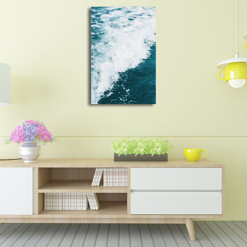 Sea Wave Wall Art Blue Modernism Canvas Print for Living Room, Textured Surface Clearhalo 'Art Gallery' 'Canvas Art' 'Contemporary Art Gallery' 'Modern' Arts' 1657963