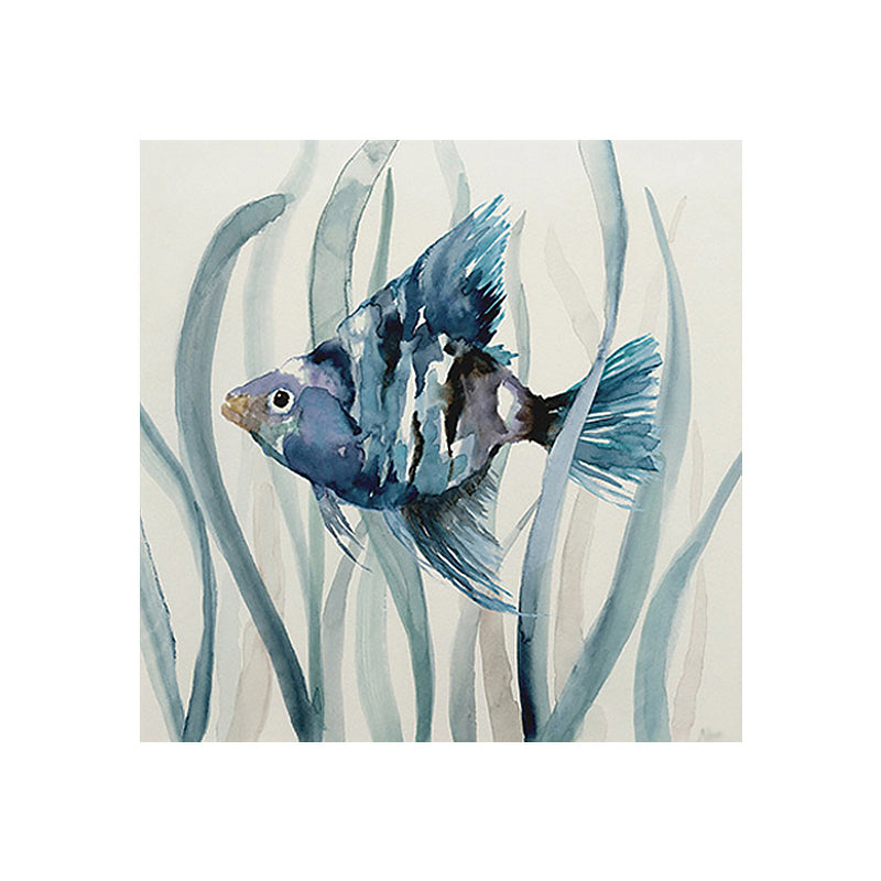 Tropical Fish Wall Art Print Canvas Textured Surface Blue Wall Decor for Kids Room Clearhalo 'Art Gallery' 'Canvas Art' 'Coastal Art Gallery' 'Nautical' Arts' 1657992