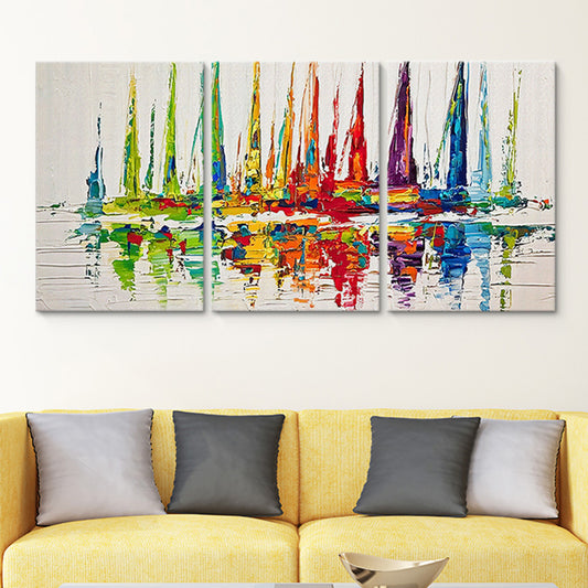 Watercolor Sailing Ships Painting Red Modern Style Wall Art Decor for House Interior Clearhalo 'Art Gallery' 'Canvas Art' 'Contemporary Art Gallery' 'Modern' Arts' 1658001