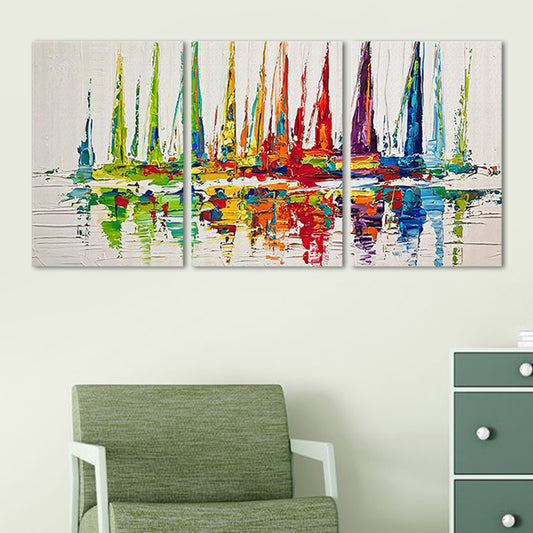 Watercolor Sailing Ships Painting Red Modern Style Wall Art Decor for House Interior Clearhalo 'Art Gallery' 'Canvas Art' 'Contemporary Art Gallery' 'Modern' Arts' 1658003