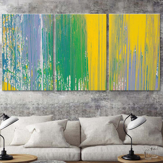 Stroke Brush Wall Art for Living Room Abstract Painting in Yellow-Green, Multi-Piece Yellow Clearhalo 'Art Gallery' 'Canvas Art' 'Contemporary Art Gallery' 'Modern' Arts' 1658017