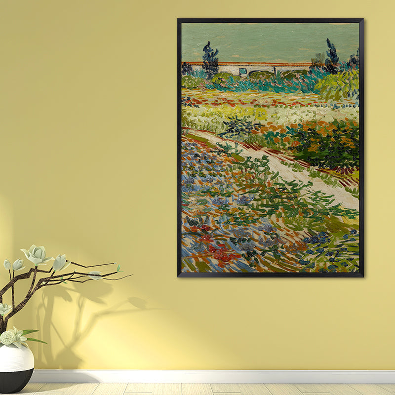 Green Farm Field Wall Art Van Gogh Farmhouse Textured Canvas Print for Home Clearhalo 'Art Gallery' 'Canvas Art' 'Country Art Gallery' 'French Country' 'Rustic' Arts' 1658036