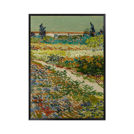 Green Farm Field Wall Art Van Gogh Farmhouse Textured Canvas Print for Home Clearhalo 'Art Gallery' 'Canvas Art' 'Country Art Gallery' 'French Country' 'Rustic' Arts' 1658038
