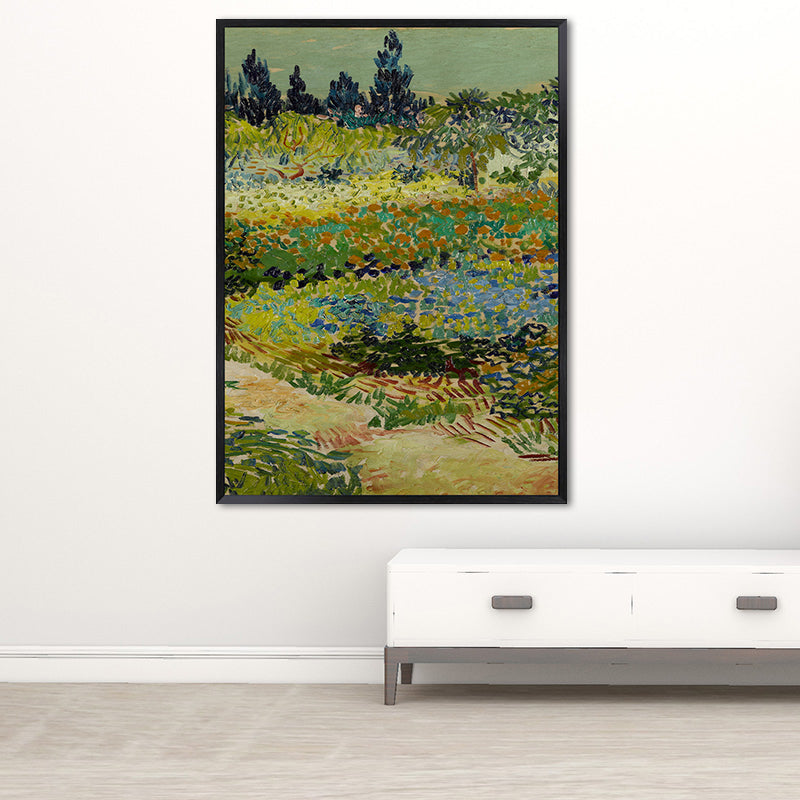 Green Farm Field Wall Art Van Gogh Farmhouse Textured Canvas Print for Home Clearhalo 'Art Gallery' 'Canvas Art' 'Country Art Gallery' 'French Country' 'Rustic' Arts' 1658044